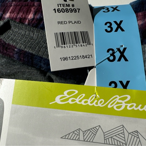Eddie Bauer Ladies 3 Pc. Sleep Set Waffle Fleece RED PLAID 3XL - Picture 2 of 8